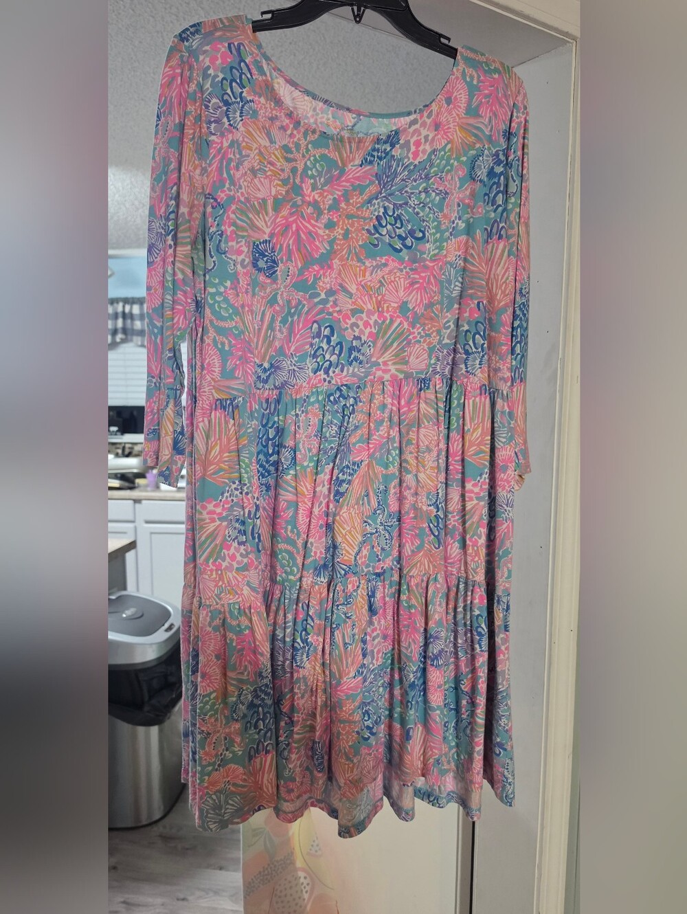 Lilly Pulitzer Pink, Aqua & Blue Tropical Print Dress